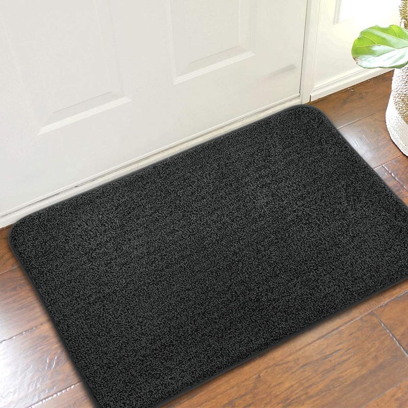 LINLA Indoor Doormat, Super Absorbs Mud Low Profile Door Mat 35" x 24", Washable Non-Slip Rubber Entrance Mat for Doorways Inside Dirt Trapper Mats Shoes Scraper, Dark Gray - Image 1